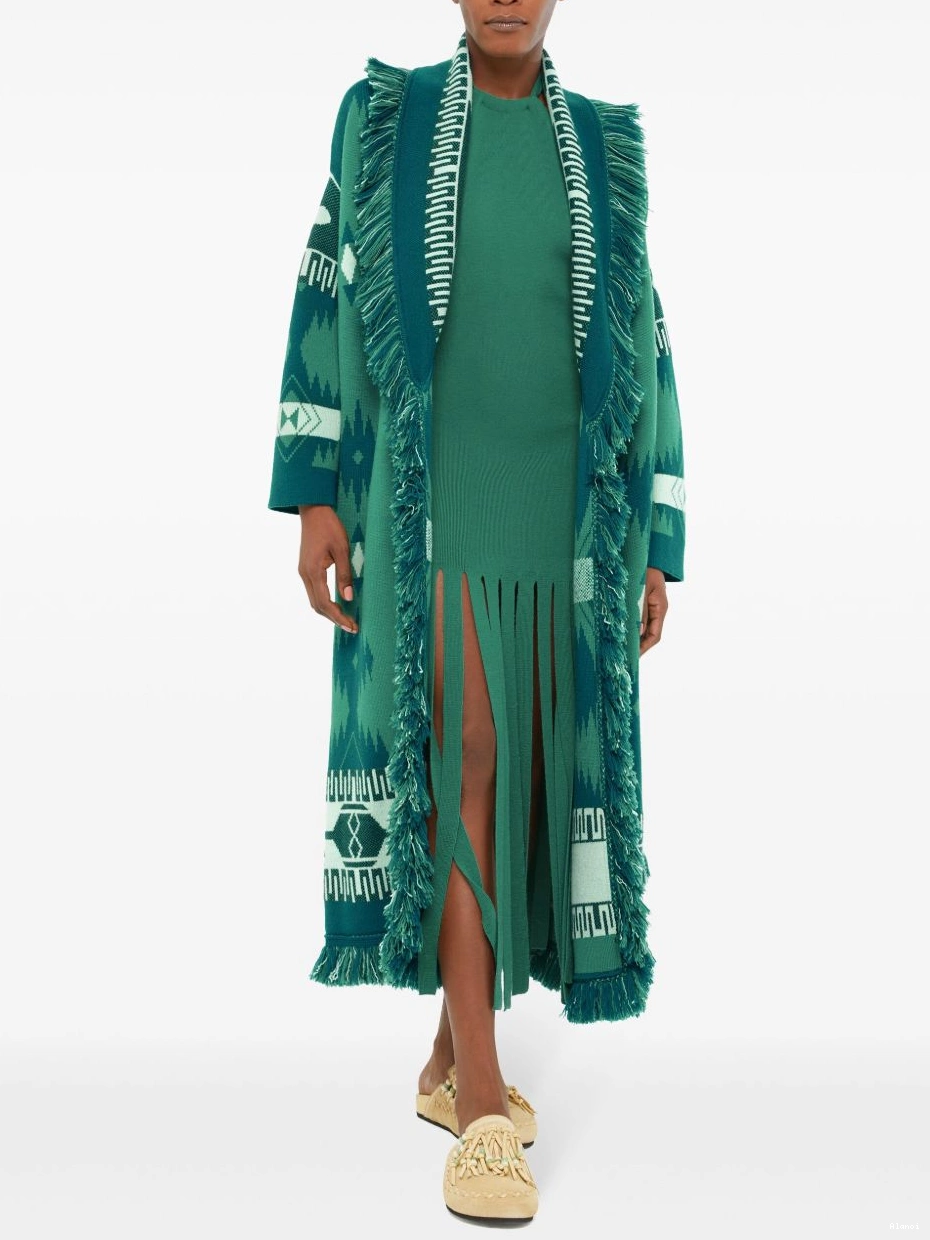 Affordable patterned-jacquard Alanui virgin-wool Women cardigan 0429